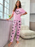 Pink MomLife Burterfly Printed Pajama Night Suit For Her