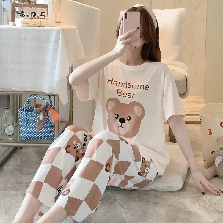 HANDSOME BEAR PRINTED PJ SET